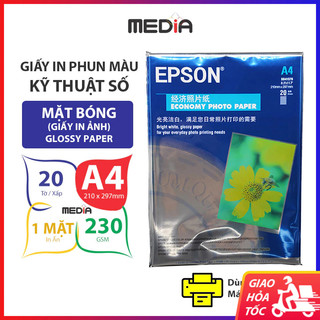 Giấy In Ảnh Epson 1 Mặt Bóng A4 (21x30) 230gsm 20 Tờ, Photo Paper Glossy Giấy Ảnh Giá Rẻ Giấy In Màu