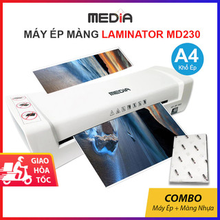 Máy ép plastic a4 media md230, máy ép giấy laminator, combo máy ép màng + màng ép plastic 100 tờ