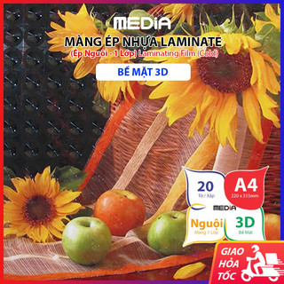 Màng Ép Laminat A4 Media Bề Mặt 3D, Khổ 21.5 x 32cm (A4) 20 Tờ, Màng Ép Nhựa 1 Lớp