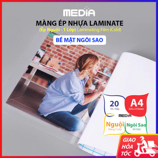 Màng Ép Laminat A4 Media Bề Mặt Ngôi Sao Dạ Quang, Khổ 21.5 x 32cm (A4) 20 Tờ, Màng Ép Nhựa 1 Lớp
