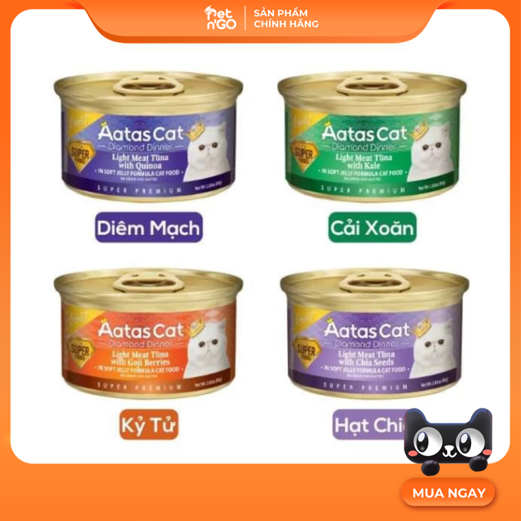 Pate CAO CẤP Cho Mèo AATAS CAT Singapore LOẠI MỚI Aatas Light Meat Tuna Mix (Lon 80g)