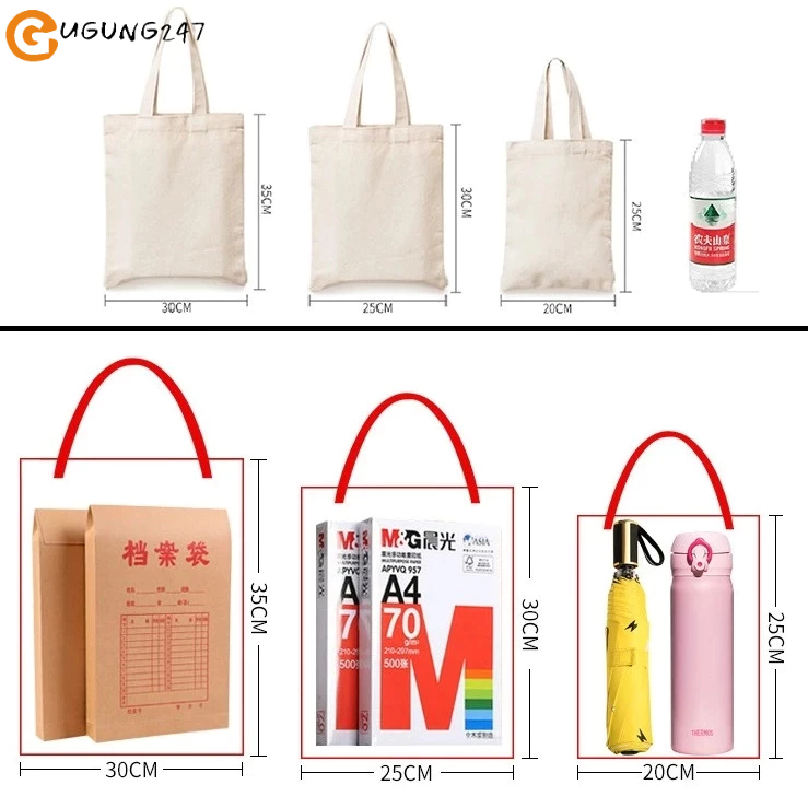 Túi thời trang xách tay vải tote canvas trơn trắng