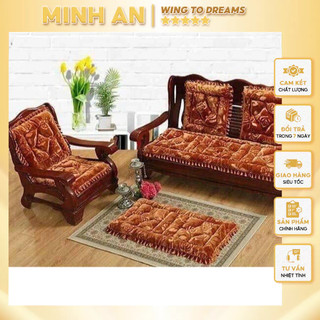 Đệm Lót Ghế nhung nệm ngồi ghế sofa MINH AN nỉ Nhung Cao Cấp Trang Trí Siêu Đẹp 1 bộ đệm dài Kèm 2 đệm ngắn