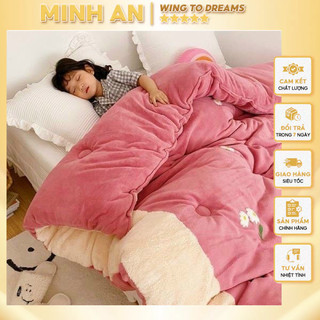 Chăn lông cừu thêu hoa cúc cao cấp siêu ấm,siêu giữ nhiệt 2m*2m2 hàng nhập khẩu