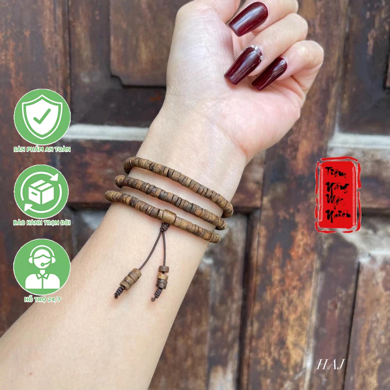 Trầm sánh bánh xe 6li 108 hạt cuốn 3 vòng ☯ Hợp ngũ mệnh ☯ Vòng Tay May Mắn ☯ Sức Khoẻ Tài Lộc Bình An