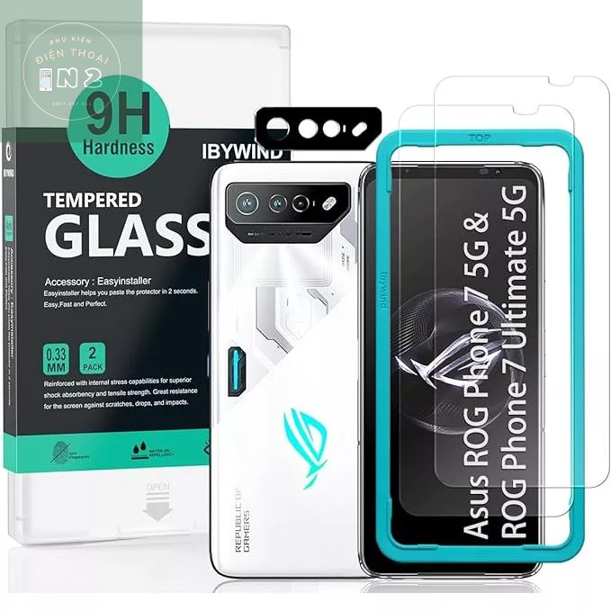 Full Bộ 2 Kính Cường Lực Ibywind Asus Rog Phone 7 5G / Rog phone 7 Ultimate Kèm Khung Dán Và Khung Nhôm Camera