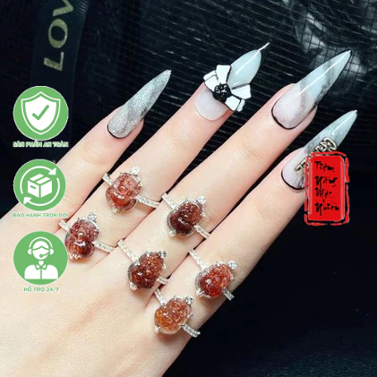 Nhẫn nghê đá TA tóc đỏ 10k ☯ May Mắn ☯ Sức Khoẻ ☯ Tài Lộc ☯ Bình An ☯