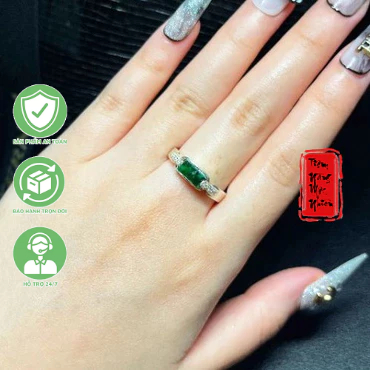 Nhẫn bạc bọc đá sơn thuỷ dáng yên ngựa ☯ Hợp Ngũ Mệnh ☯ Hộ Thân, Bình An, Tài Lộc, May Mắn, Vạn Sự Hanh Thông