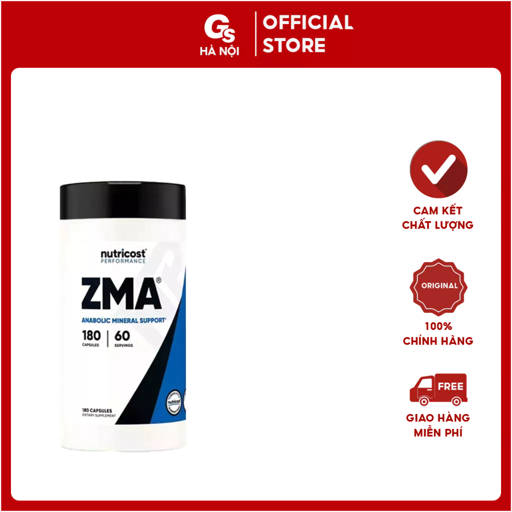 Viên uống Nutricost ZMA Anabolic Mineral Support - 490mg, (180 viên) nhập khẩu Mỹ - Gymstore tăng hệ miễn dịch, cơ bắp