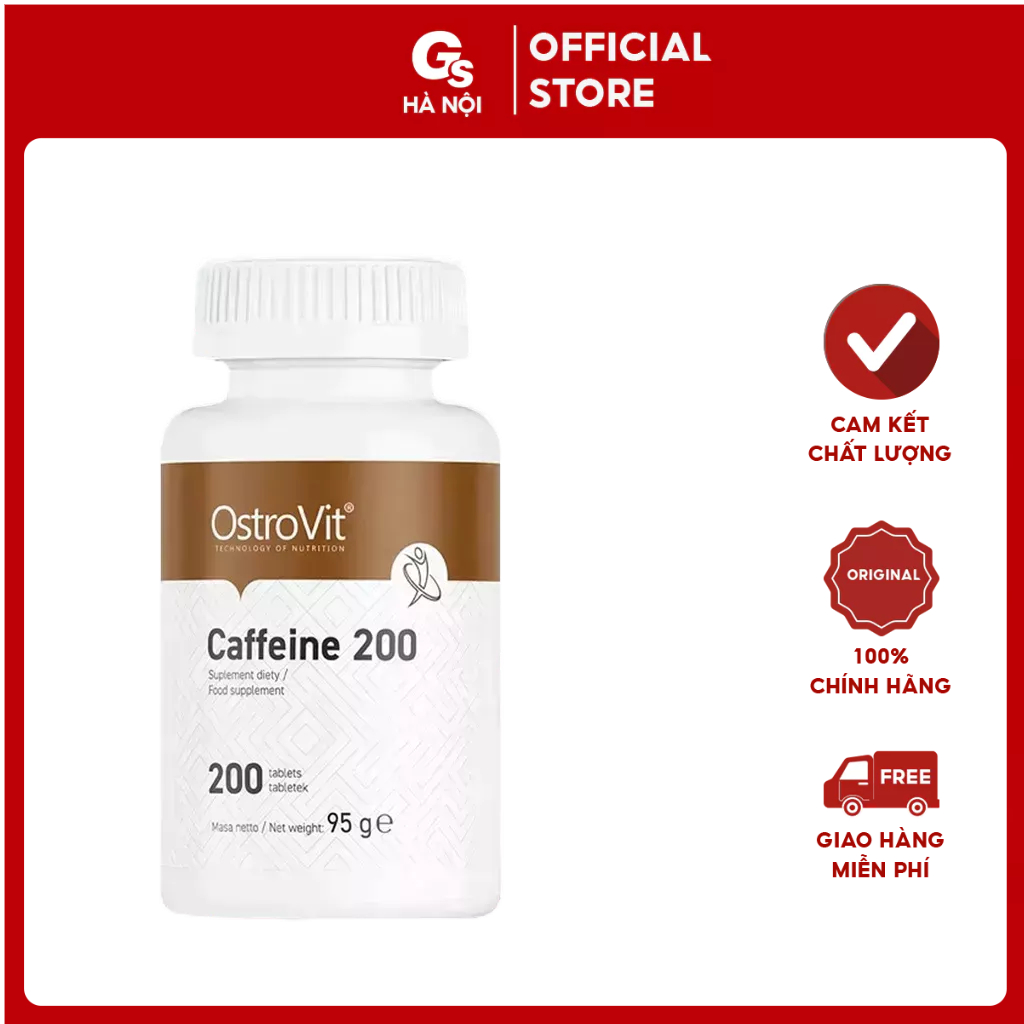 Viên uống Ostrovit Caffeine (200mg, 200 Tablets) nhập khẩu Ba Lan phân phối Gymstore tăng hiệu suất luyện tập, tỉnh táo