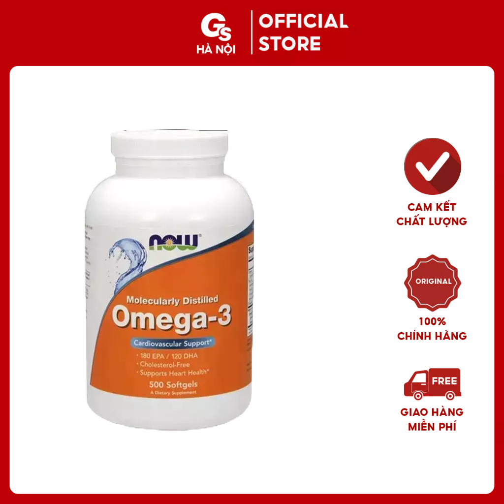Viên uống dầu cá Now Omega 3 1000mg Fish Oil nhập khẩu Mỹ - Gymstore giúp làm đẹp da, tăng thị lực, sức khỏe