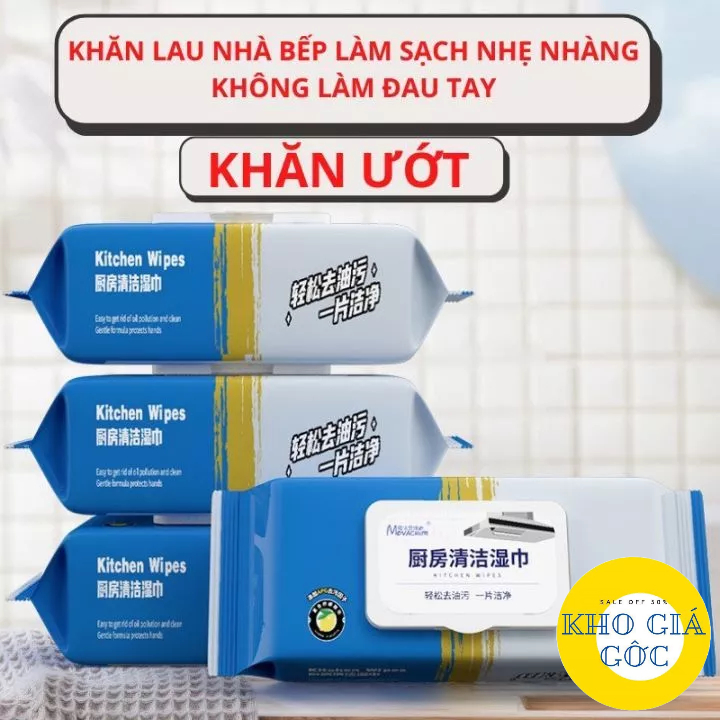 Khăn Uớt Lau Bếp Đa Năng, Giấy Uớt Vệ Sinh Nhà Bếp, Bát Đĩa Siêu Dai An Toàn Cho Da Tay Cỡ Lớn kho giá gốc