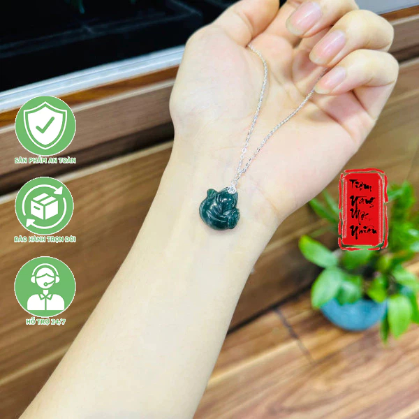 Dây chuyền bạc mix mặt hồ ly lam ngọc ☯ Hợp Ngũ Mệnh ☯ Hộ Thân, Bình An, Tài Lộc, May Mắn, Vạn Sự Hanh Thông