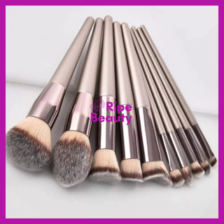 Bộ Cọ Trang Điểm Lẻ Từng Cây Màu Xám Bạc Cán Gỗ Lông Mềm