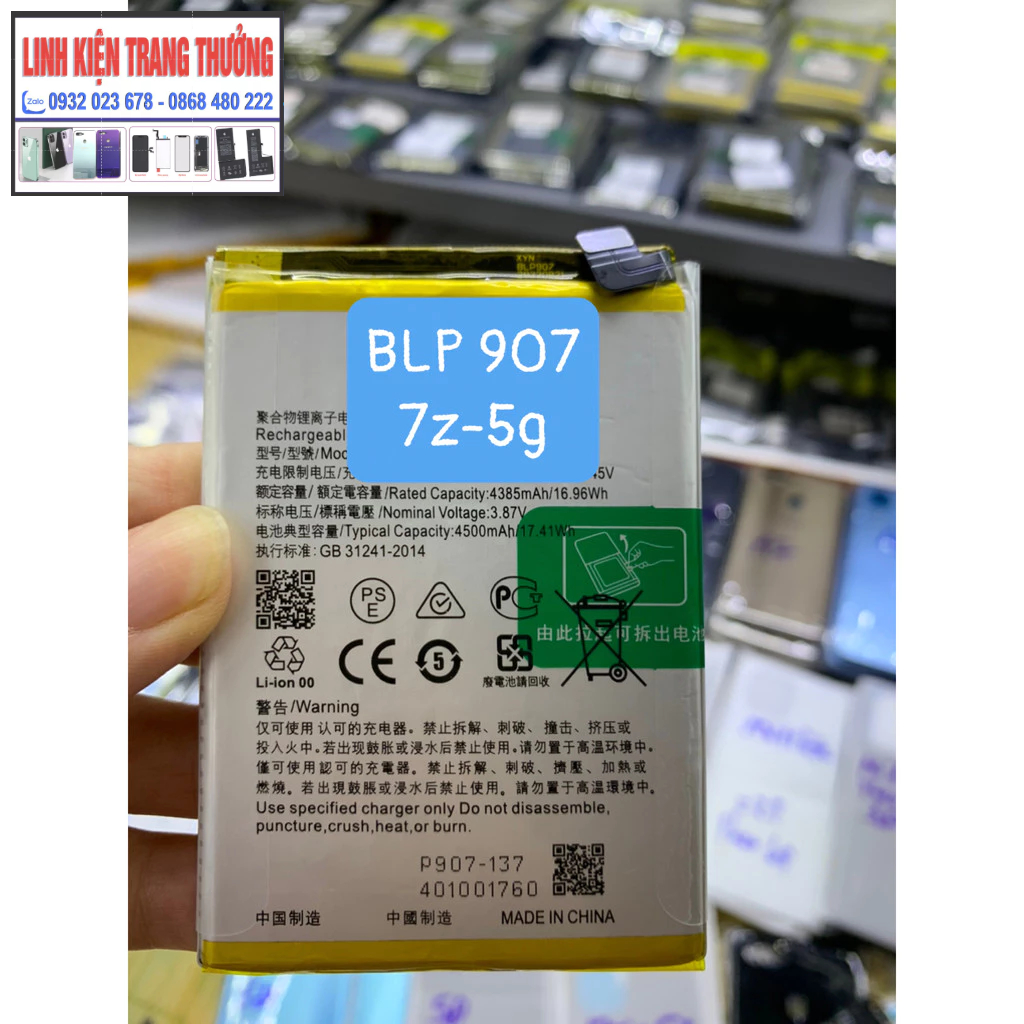 pin zin oppo reno 7z-5g mã BLP 907-có bảo hành
