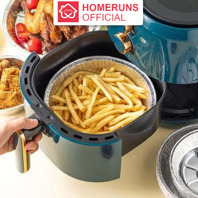 Set 10 khay giấy bạc lót lò nướng, nồi chiên không dầu HOMERUNS đĩa nhôm, đĩa giấy bạc đường kính 20-22cm
