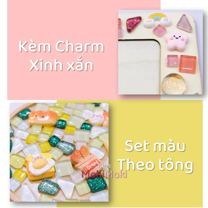 Kit DIY đá khảm mosaic trang trí lót ly, hộp bút giúp giải trí, thư giãn