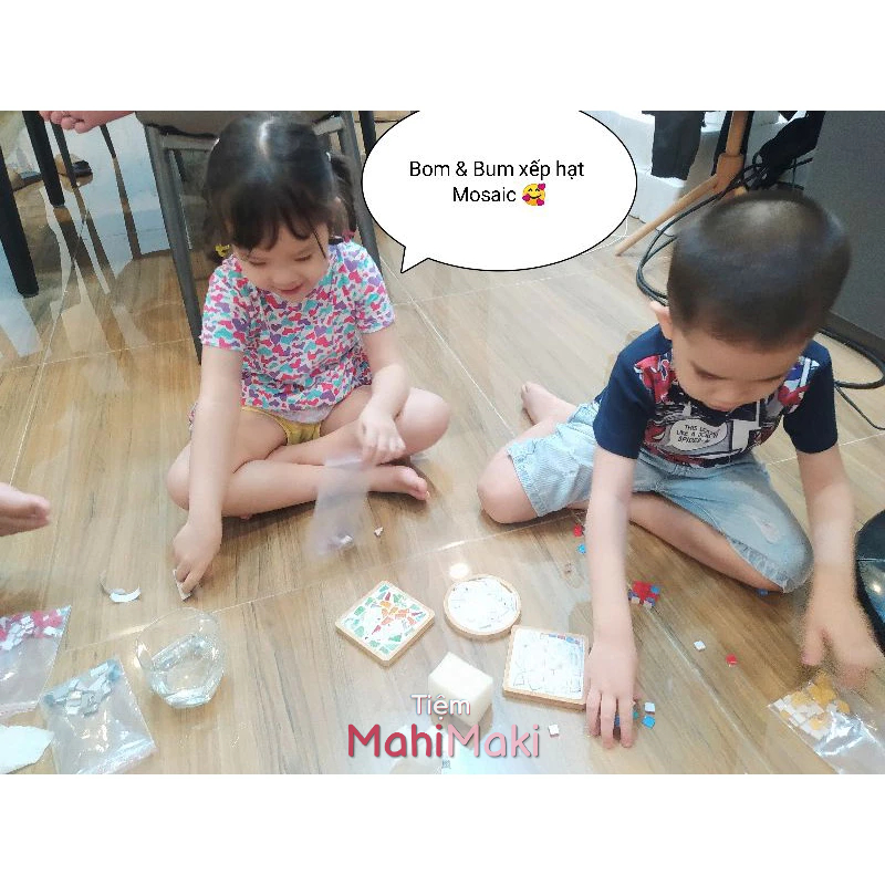 Kit DIY đá khảm mosaic trang trí lót ly, hộp bút giúp giải trí, thư giãn