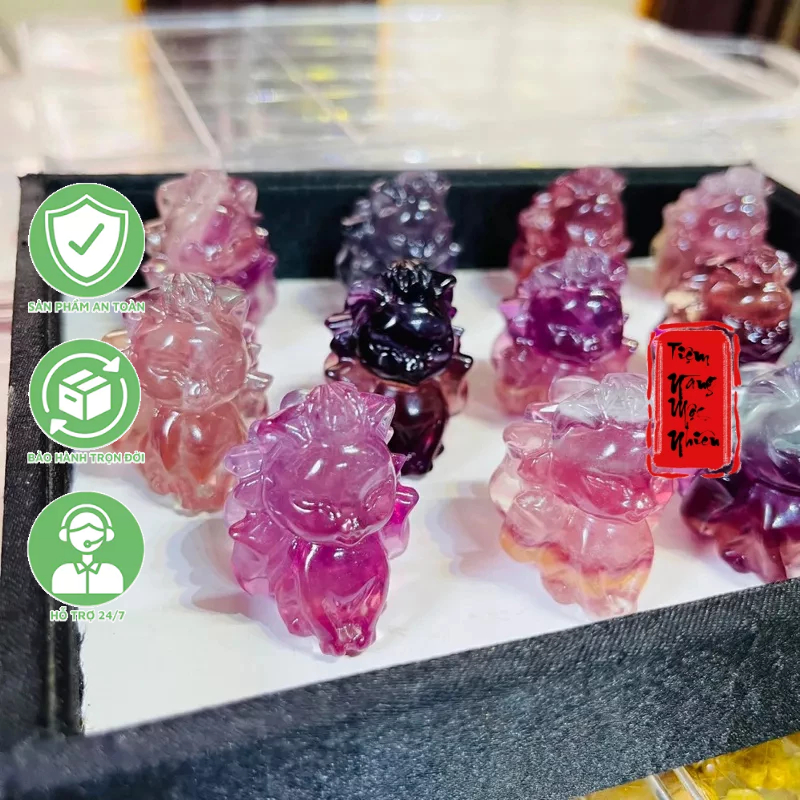 Hồ ly Chúa Flourite đội vương miện - dùng bày bàn làm việc hoặc ban thần tài ☯ Sức Khoẻ Tài Lộc Tình Duyên