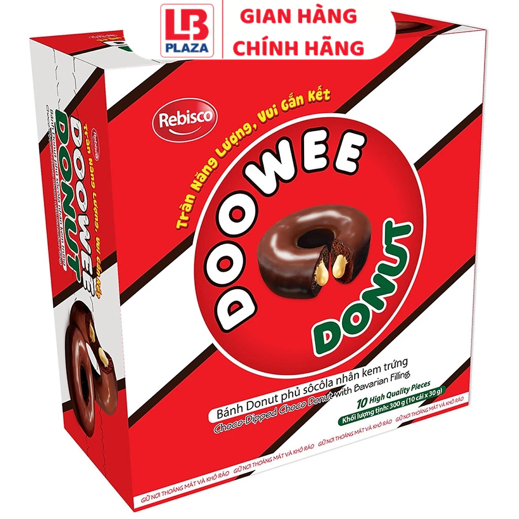 Bánh Donut Doowee Phủ Sôcôla Nhân Kem Trứng 300g