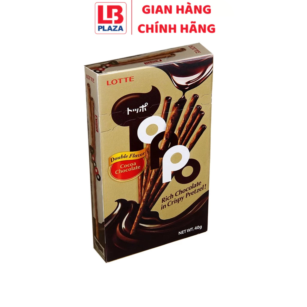 Bánh que Lotte Toppo hương ca cao nhân socola hộp 40g