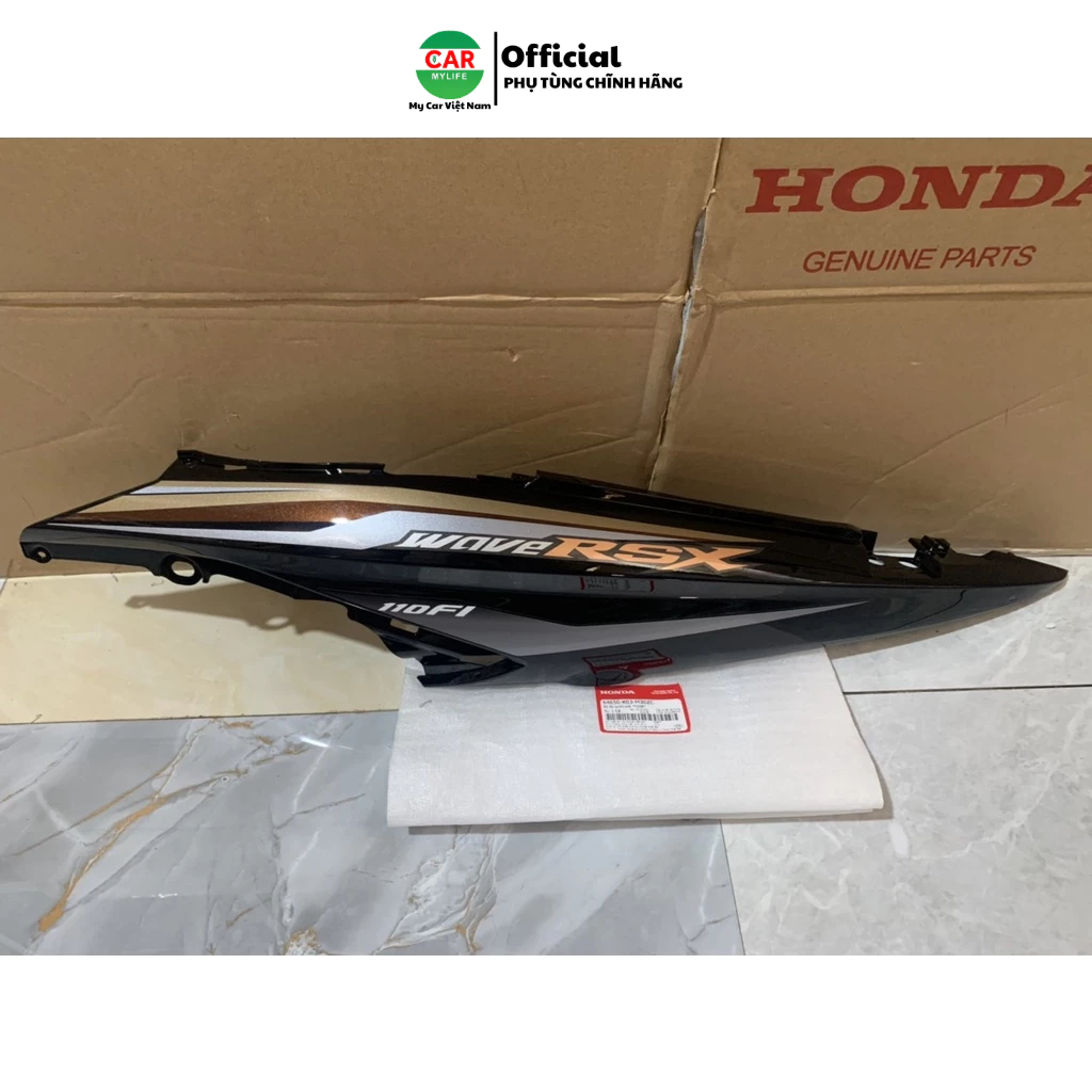 Ốp sườn bên trái - ốp thân HONDA WAVE RSX110 năm 2014 màu Vàng đen. 64650K03M30ZC