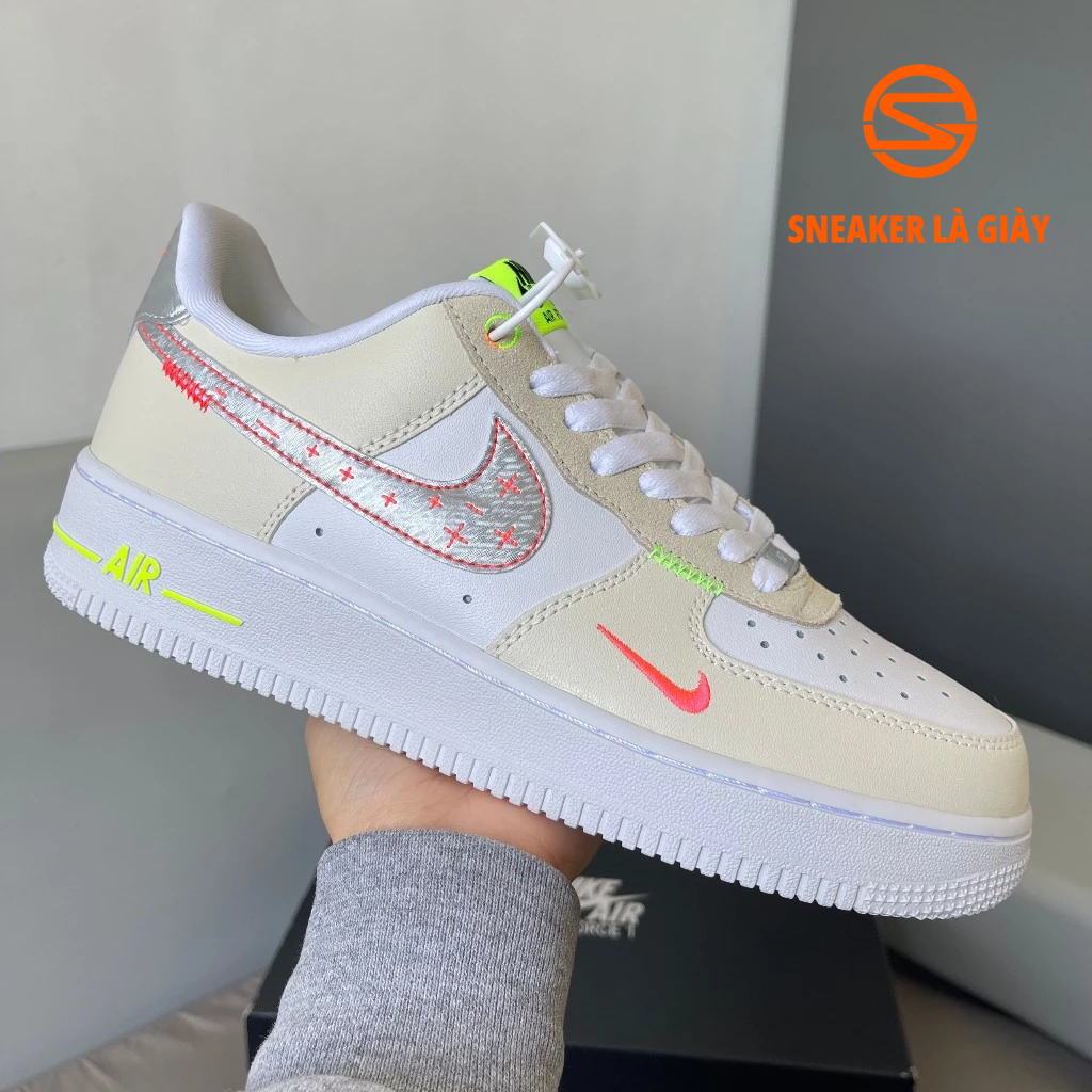 Giày Air Force 1 Low 07 LV8 Just Stitch It ‑ White Shade Green FB1852-111 AF1 Đế Trắng - HIGH QUALITY | Fullbox