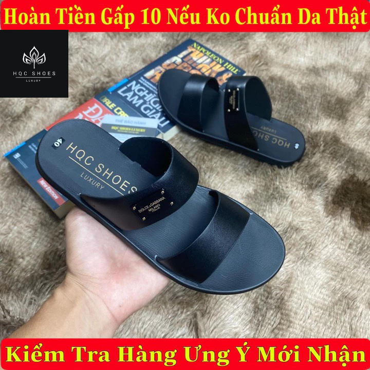 Dép da nam cao cấp da bò nguyên tấm khâu chỉ phong cách trẻ trung HT0166