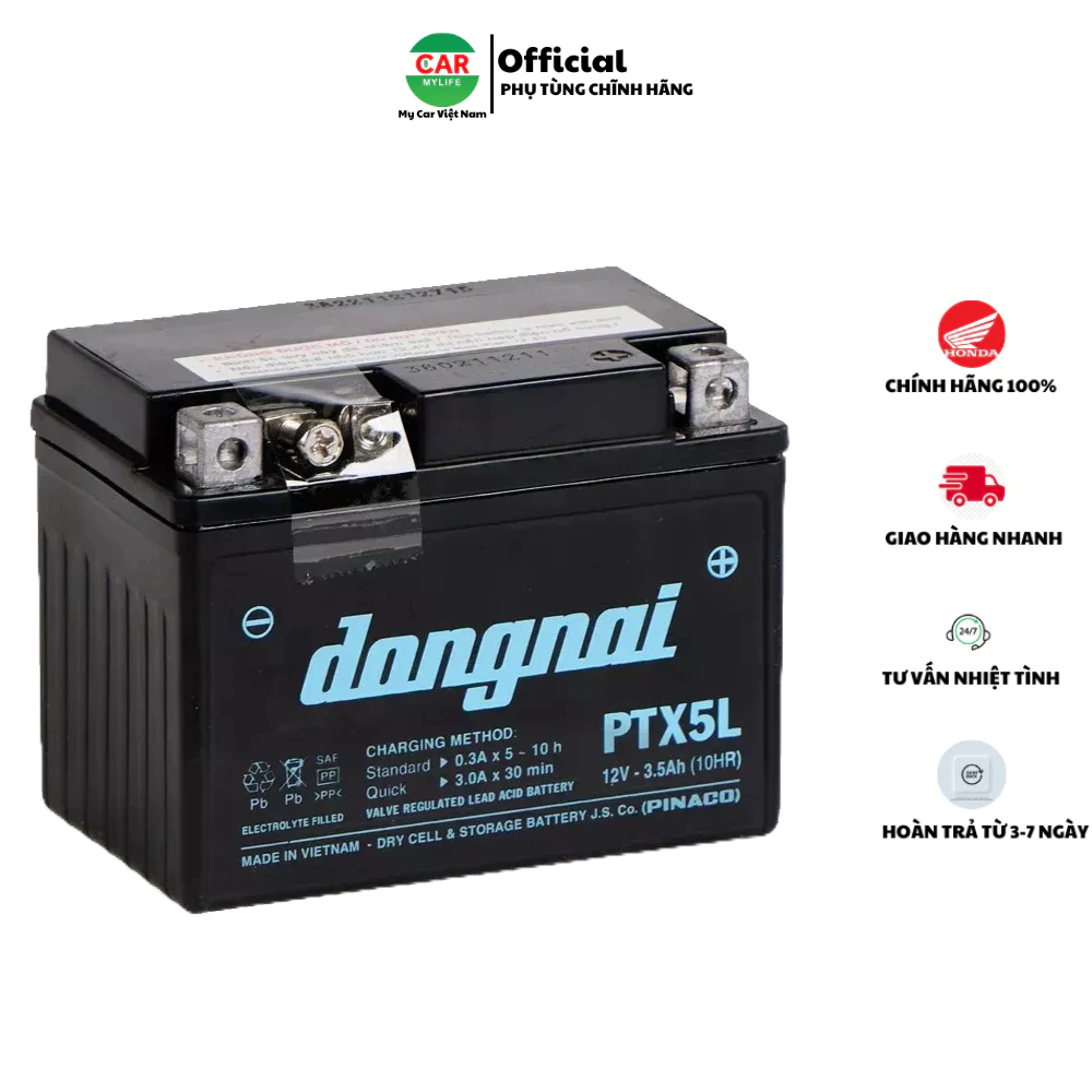 Ắc Quy Xe Máy Đồng Nai 12V - 3.5Ah lắp xe Wave RS , Click, Air Blade ...PTX5L