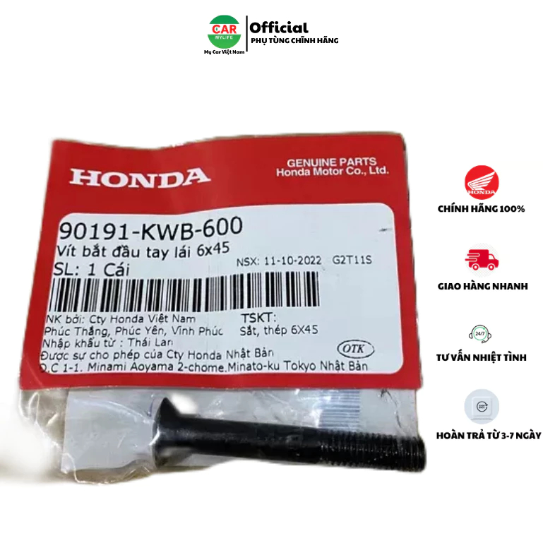 Vít bắt đầu tay lái - ốc bắt gù HONDA WAVE S110, RS110, RSX110. 6x45