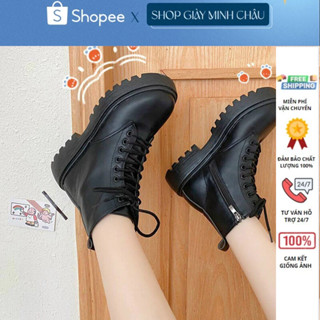 Bốt nữ phối khóa ulzzang , giày bốt cổ thấp hàn quốc cực đẹp 104