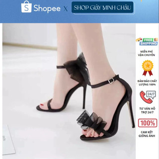 Giày sadal quai ngang gót nhọn đính nơ sang chảnh 109