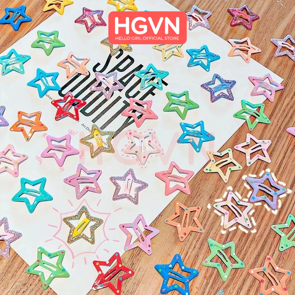 Kẹp Tách Mái Tóc Nhiều Hình Ngôi Sao Năm Cánh Giọt Nước HGVN Nhiều Màu Pastel Dễ Thương Cho Nữ 2023