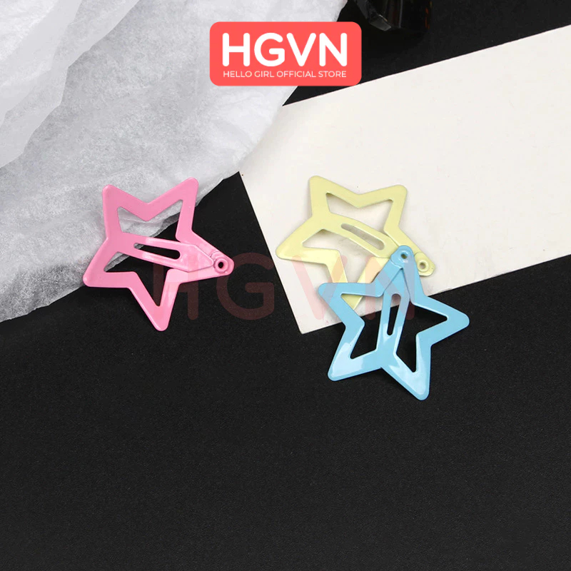 Kẹp Tách Mái Tóc Nhiều Hình Ngôi Sao Năm Cánh Giọt Nước HGVN Nhiều Màu Pastel Dễ Thương Cho Nữ 2023