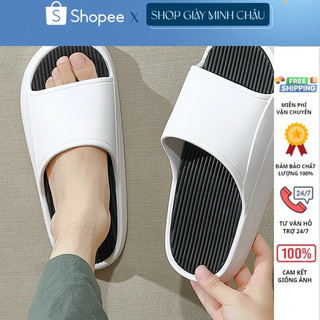 Dép bánh mì nam nữ quai ngang đế kẻ siêu nhẹ , dép lê đế cao 4cm cực hot 106