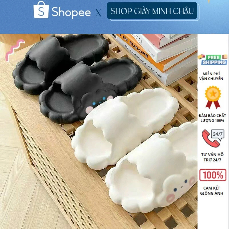 Dép lê nữ  , dép bánh mỳ quai ngang nữ hình mây xinh nhẹ mềm cực êm 101