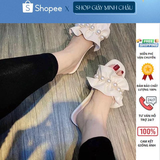 Free ship Dép lê , dép nữ thời trang nhún bèo đính ngọc 101