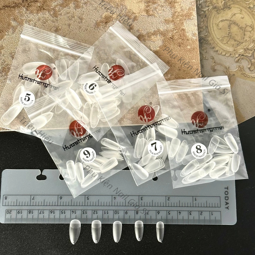Móng úp lẻ size nhám nhọn bầu trong túi 50 móng