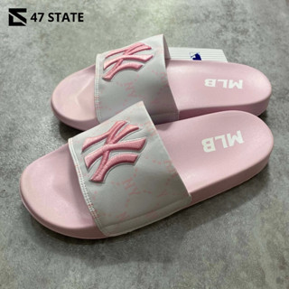 [Form nhỏ] Dép MLB Quai Ngang NY Hồng - Hàng xịn Fullbox