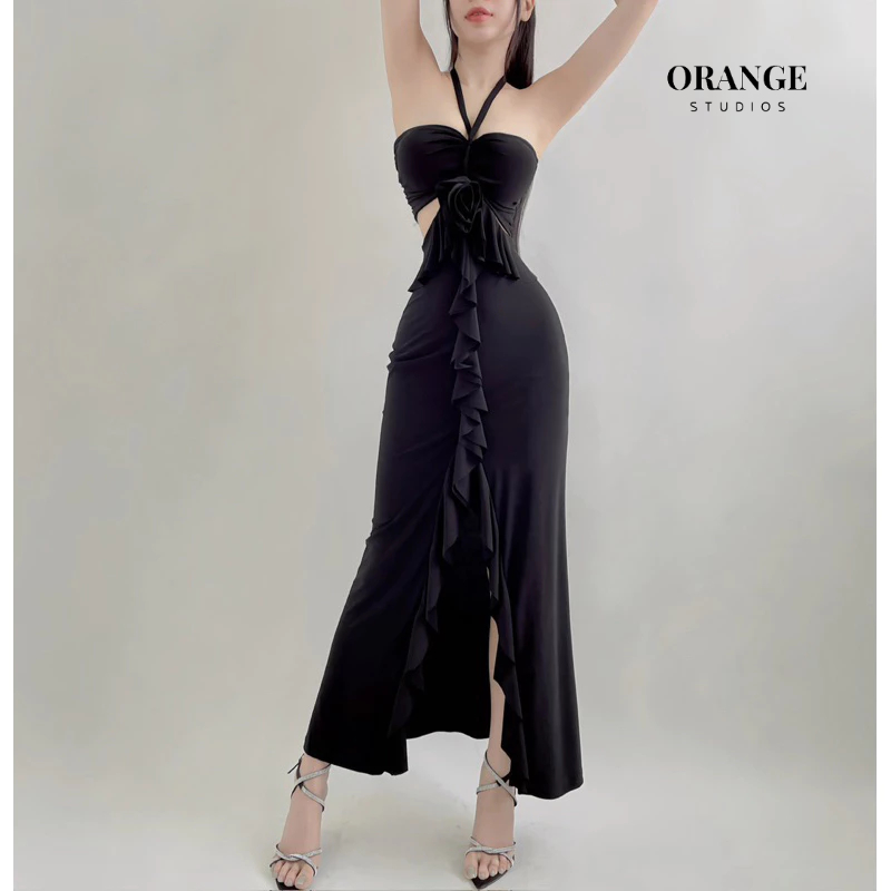 HÌNH THẬT - Eyuz Set - Đầm Thiết Kế Viền Bèo Xẻ Tà Chất Liệu Vải Thun Cao Cấp