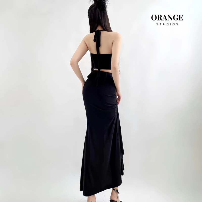 HÌNH THẬT - Eyuz Set - Đầm Thiết Kế Viền Bèo Xẻ Tà Chất Liệu Vải Thun Cao Cấp