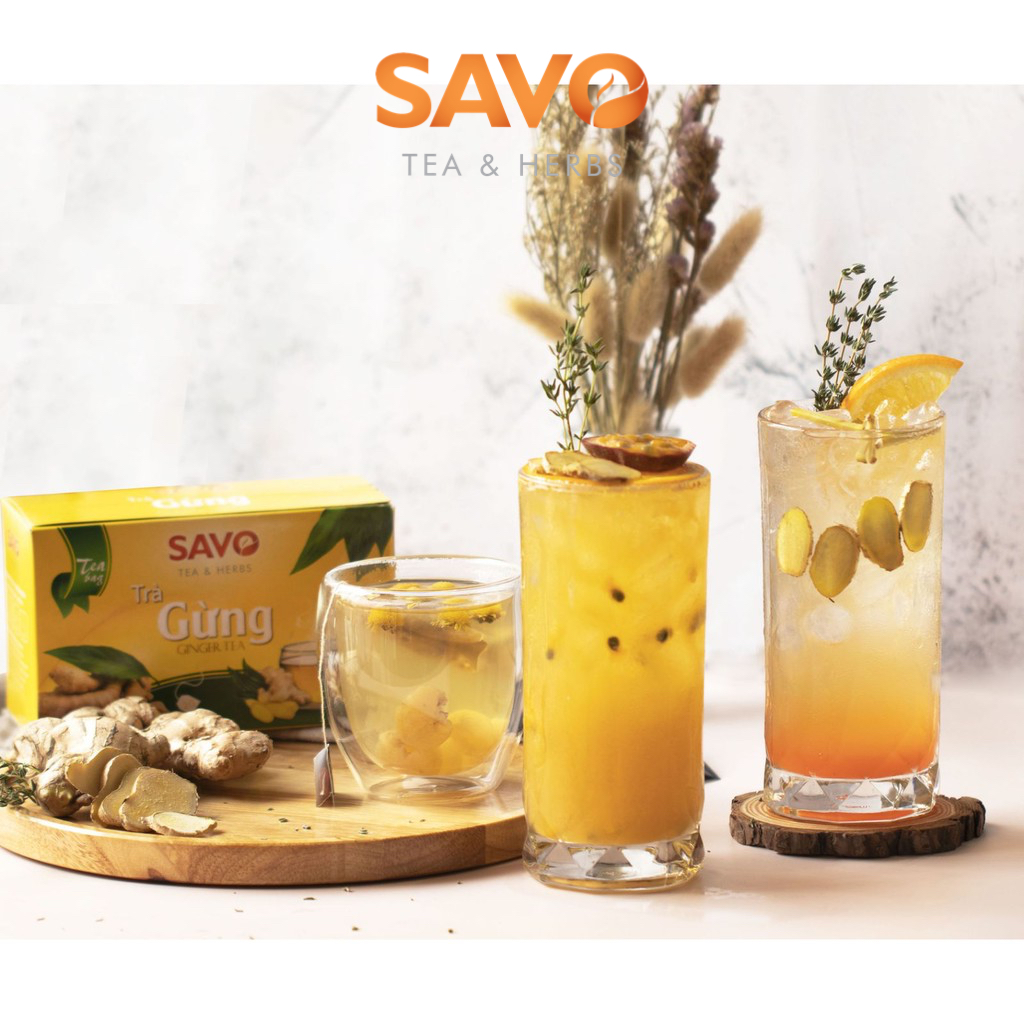 Trà SAVO Gừng  - Hộp 20 Gói x 2g