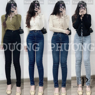 Quần jean nữ skinny lưng cao co giãn, quần jean nữ dài ống ôm màu trơn basic duongphuongjean - QU075