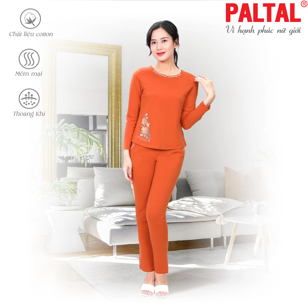 Đồ bộ mặc nhà nữ kiểu quần dài tay dài cvc 183p 3210