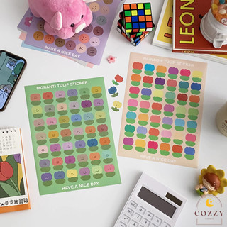 Miếng dán, sticker hình hoa tulip, hình emotion dễ thương