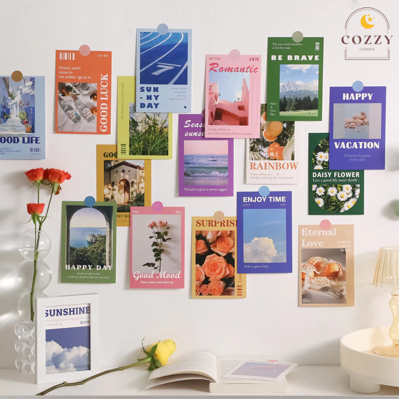 Set 30 tấm ảnh chủ đề kỳ nghỉ lãng mạn đầy màu sắc, trang trí dán tường, bưu thiếp