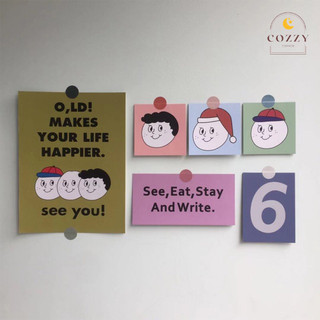 Set postcard mặt cười, thông điệp ý nghĩa trang trí dán tường dễ thương