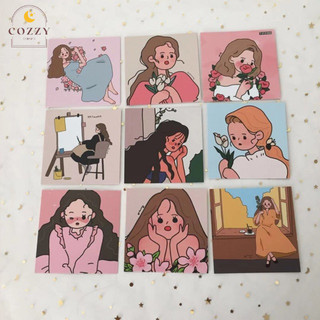 Set postcard tranh cô gái dễ thương
