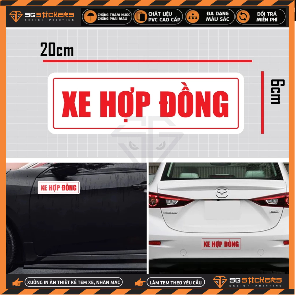 Sticker Dán Xe Ô Tô Xe Hợp Đồng | STOT-42 | Tem Decal Dán Sườn Cản Sau Kính Lái Xe Hơi Oto Tải Xe Khách 4 Chỗ