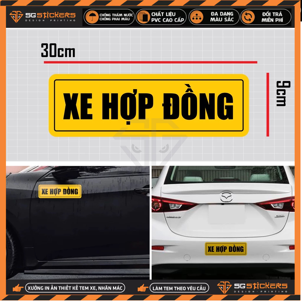 Sticker Dán Xe Ô Tô Xe Hợp Đồng | STOT-42 | Tem Decal Dán Sườn Cản Sau Kính Lái Xe Hơi Oto Tải Xe Khách 4 Chỗ